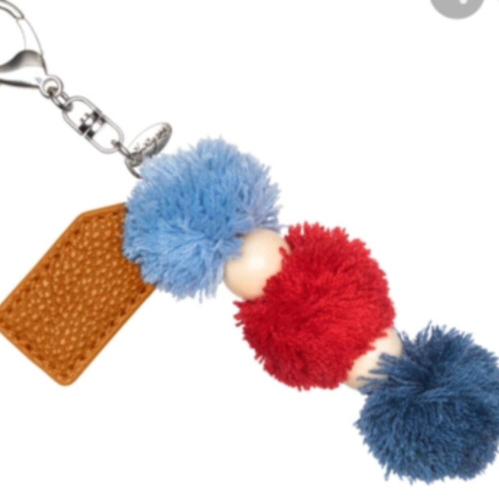 Thirty-One Finishing Touch Bag Charm in Navy Trio w/ “R” personalization